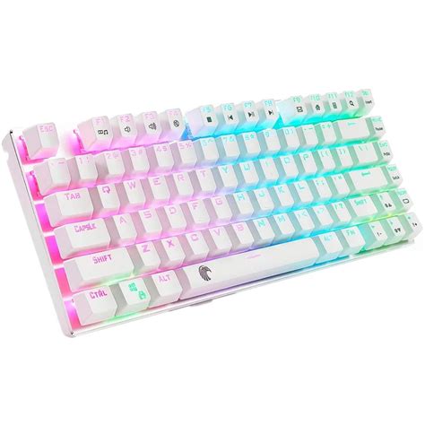 Mechanical keyboard smooth line red switch 81 keys RGB backlight white ...