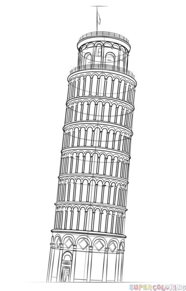 How to draw the leaning tower of Pisa | Step by step Drawing tutorials