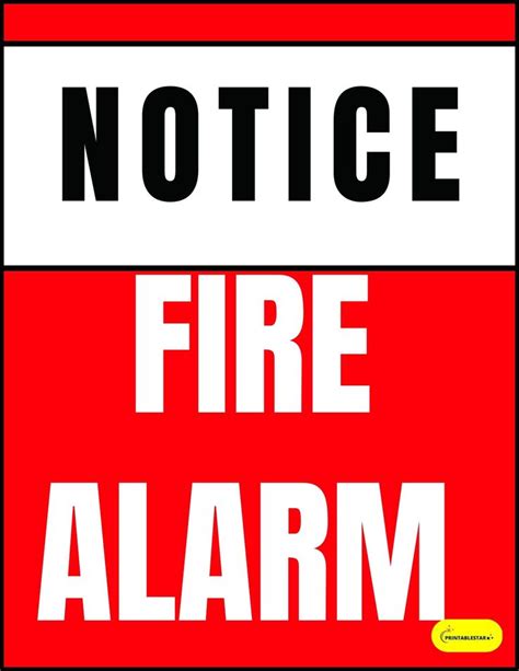 a red and white sign that says notice fire alarm