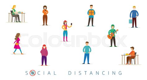 Group of People in Social Distancing Concept | Stock vector | Colourbox