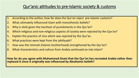 Qur’anic attitudes to pre-Islamic society & customs - ppt download