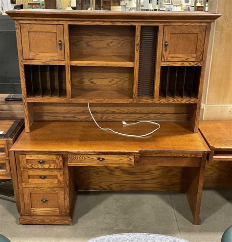 Lot - (3pc) Traditional Style Oak Corner Computer Desk