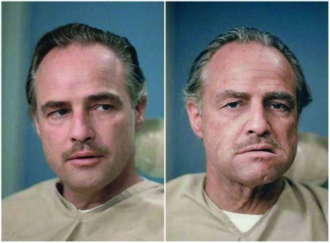 Marlon Brando Before and After Getting His Make Up Done To Be Don Vito ...