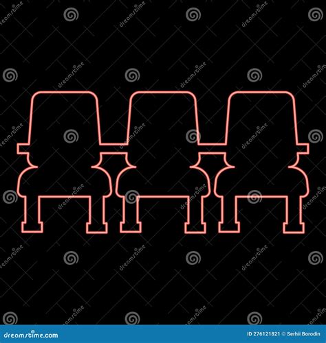 Neon Cinema Chair Chairs Three Red Color Vector Illustration Image Flat Style Stock Vector ...