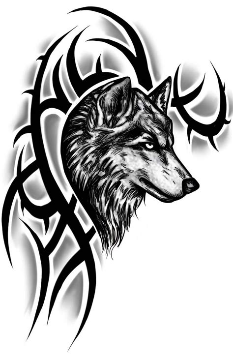 Realistic Wolf Head With Tribal Design Tattoo Sample #Tattoosformen | Tribal wolf tattoo, Tribal ...