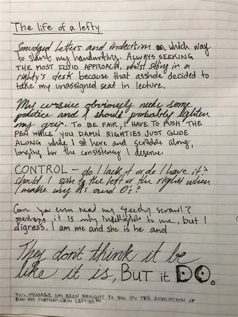 Lefty life. : r/Handwriting