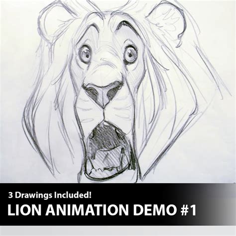 Lion Expressions Demo (Set of 3 Drawings) - The Art of Aaron Blaise