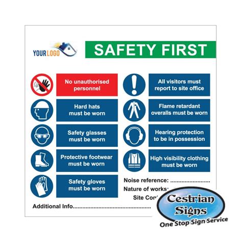 Safety first board signs 400mm x 600mm | Cestrian Signs