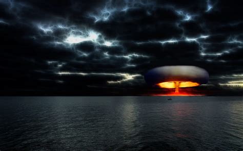 Nuclear Explosion over the Sea, oceans, nature, clouds, sky, sea, HD ...