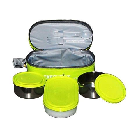 Milton Executive 3 Containers Lunch Box Soft Insulated Tiffin Box - 450 ml - Lemon