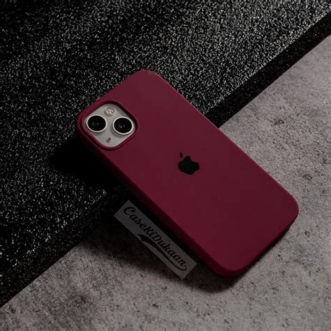 Buy Wine Red Silicon Case For iPhone 13