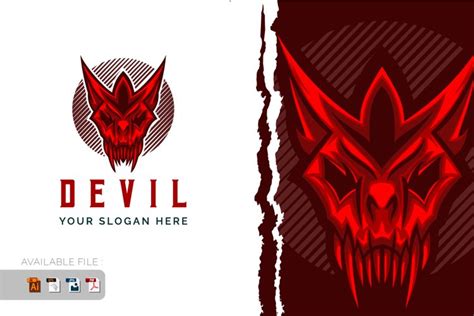 Devil Head Logo Design Vector Illustration Mascot Template