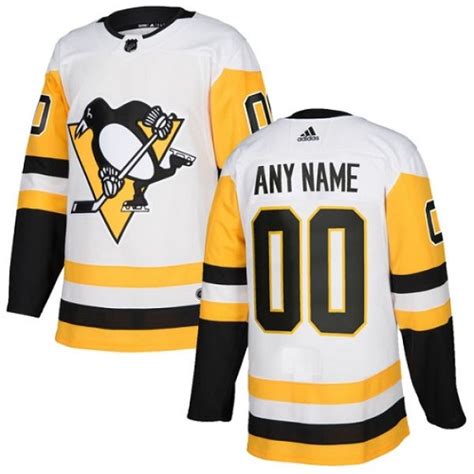 Authentic Adidas Youth Custom Pittsburgh Penguins Away Jersey - White