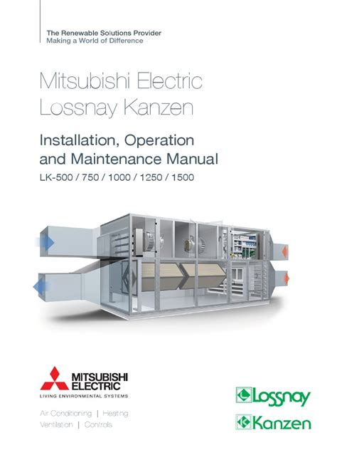 Mitsubishi Electric Lossnay Kanzen: Installation, Operation and ...