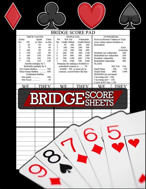 Bridge Score Sheets, Bridge Score Pad : 100 Bridge Game Score Sheets ...