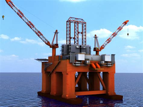 Oil Rig Semi Submersible 3D Model - 3D Models World