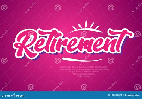 Retirement Word Text Typography Pink Design Icon Stock Vector - Illustration of lettering ...