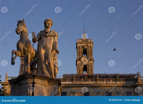 Statues of Piazza Del Campidoglio in Rome Editorial Photography - Image of background ...