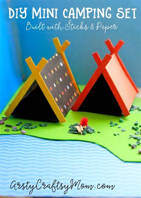 DIY Mini Camping Set Craft with Sticks and Paper | Camping crafts, Tent craft, Crafts