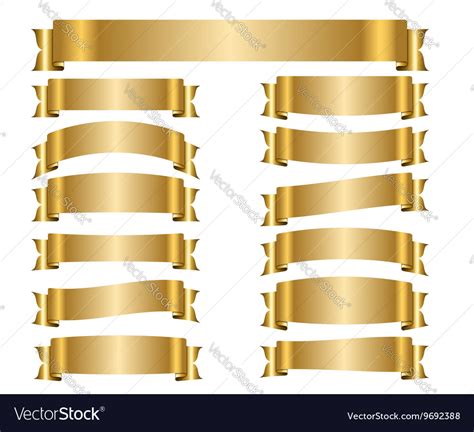 Ribbon gold banners set Royalty Free Vector Image