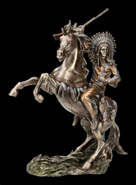 Indian Figurine - Chief War Cry | American Indians with Horse | Tribal ...