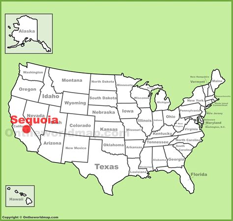 Sequoia National Park location on the U.S. Map