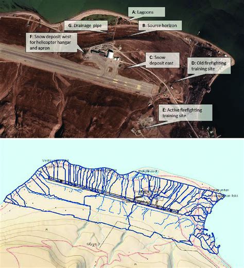 Radar image of the Longyearbyen air-and heliport (top) with some ...