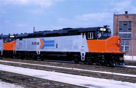 original slide, AMTK, Amtrak, SDP40F #501, 1973 -- Antique Price Guide Details Page