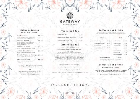 DJC Design - Botanic Garden Menu Design