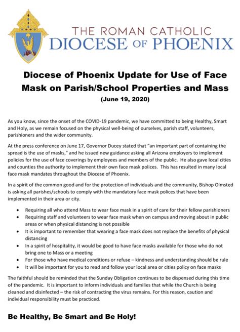 Diocese of Phoenix now sort of “requiring” masks at Mass unless nope ...