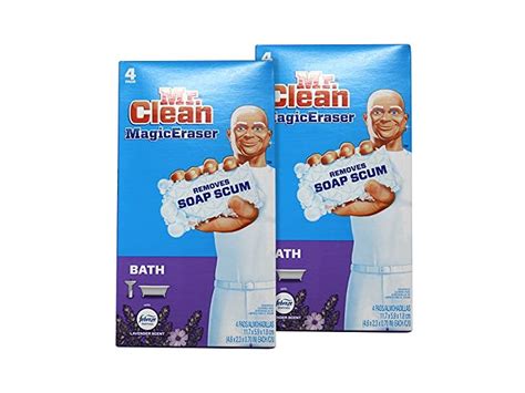 Mr. Clean Magic Eraser, Lavender Scent With Febreze, Removes Soap Scum, 4 Count, Pack Of 2 ...