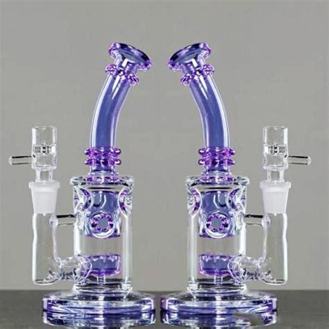 Compre Pipas De Agua De Cristal Púrpuras Calientes Headshower Perc Tubos De Fumar Junta 14.4mm ...