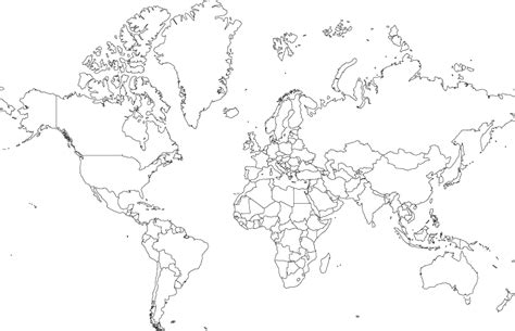 World Map Outline without Names | Mercator - Webvectormaps in 2021 | World map outline, Map ...