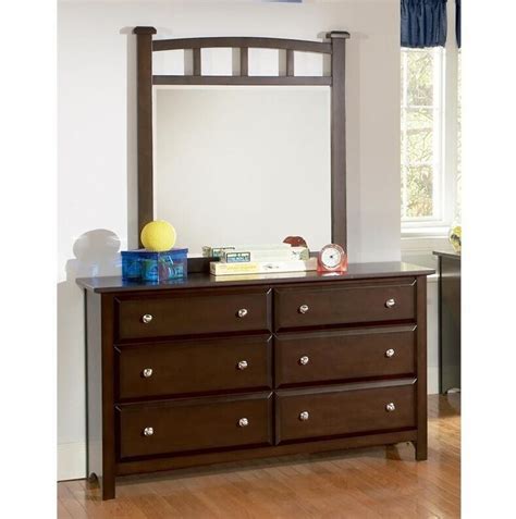 6 Drawer Double Dresser with Mirror - China Bedroom Furniture and Wood Furniture