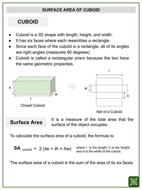 Surface Area of a Cuboid President's Day Themed Math Worksheets