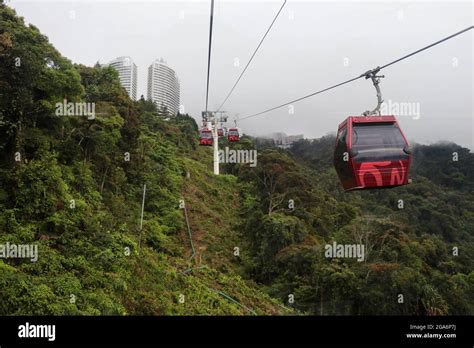 GENTING HIGHLAND, MALAYSIA, NOVEMBER 22 2019. Skyway cable car leading ...