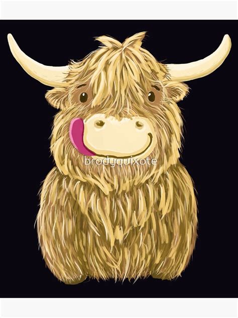 "Cartoon Scottish Highland Cow" Framed Art Print by brodyquixote | Redbubble