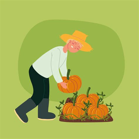 farmer with pumpkins 4206117 Vector Art at Vecteezy