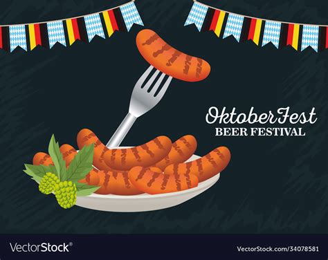 Happy oktoberfest celebration with sausages Vector Image