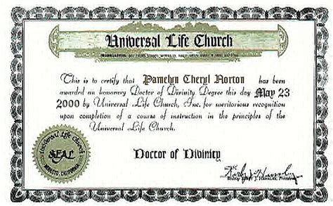 Doctor of Divinity Certificate