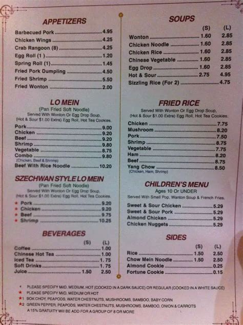 Menu at Canton China Restaurant, Canton, Sheldon Rd