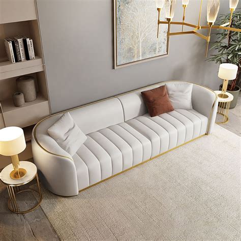 89" Modern Beige Velvet Upholstered Sofa 3-Seater Sofa Luxury Sofa in ...