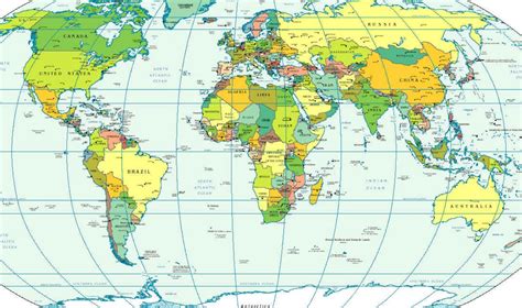 Map of the world continents and countries