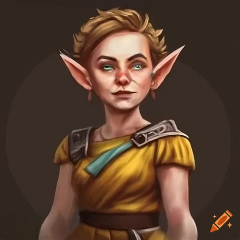 Character design of a female halfling monk in dungeons and dragons on Craiyon