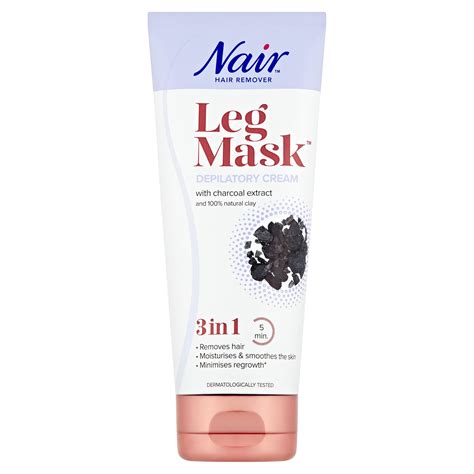 Nair Leg Mask Brighten & Smooth Charcoal Cream ,White 180 ml - Walmart.com