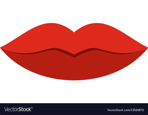 Red female lips icon flat style Royalty Free Vector Image