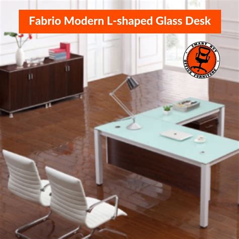 Fabrio Modern L-shaped Glass Desk | Smart Buy Office Furniture