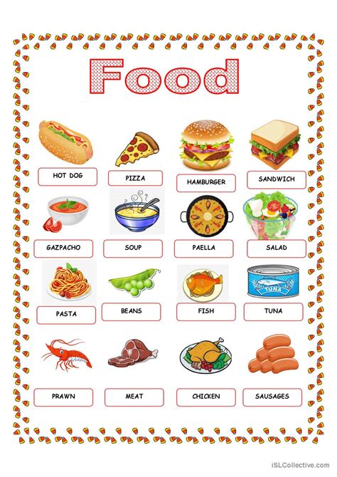 Food Vocabulary Worksheet Vocabulary Matching Worksheet Food English ...