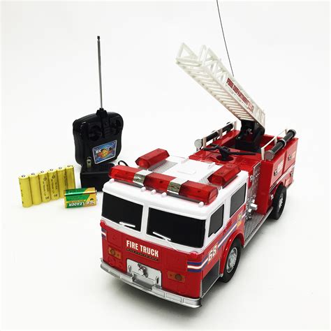 Toy FireTruck RC Remote Control Radio Red Paint Crane Full Function ...