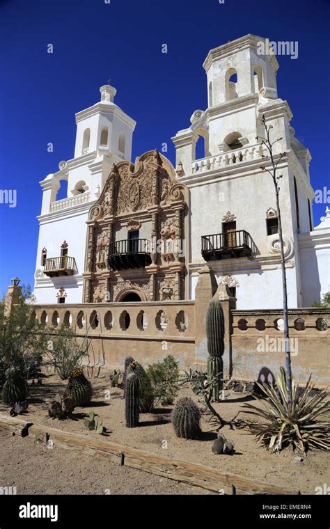 Historic Mission San Xavier de Bac in Tohono O'odham San Xavier Indian ...